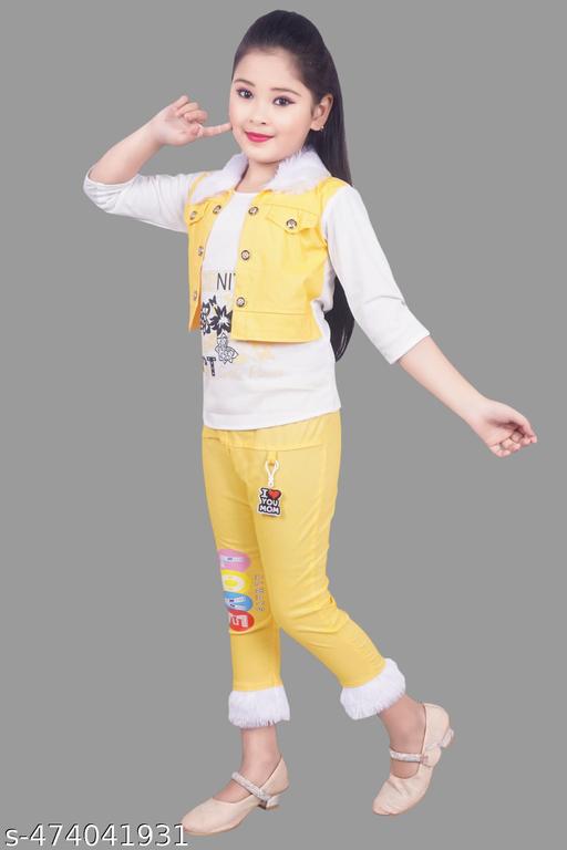 Girls Stylish Green & White 2-Piece Outfit – Top & Bottom Set - Image 4