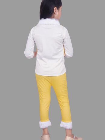 Girls Stylish Green & White 2-Piece Outfit – Top & Bottom Set