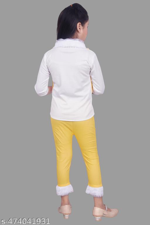 Girls Stylish Green & White 2-Piece Outfit – Top & Bottom Set - Image 2